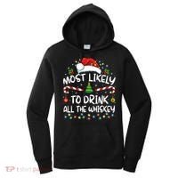 Most Likely To Drink All The Whiskey Santa Christmas Women's Hoodie thumb 0