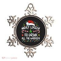 Most Likely To Drink All The Whiskey Santa Christmas Ornament thumb 0