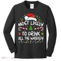 Most Likely To Drink All The Whiskey Santa Christmas Kids Long Sleeve Shirt thumb 0