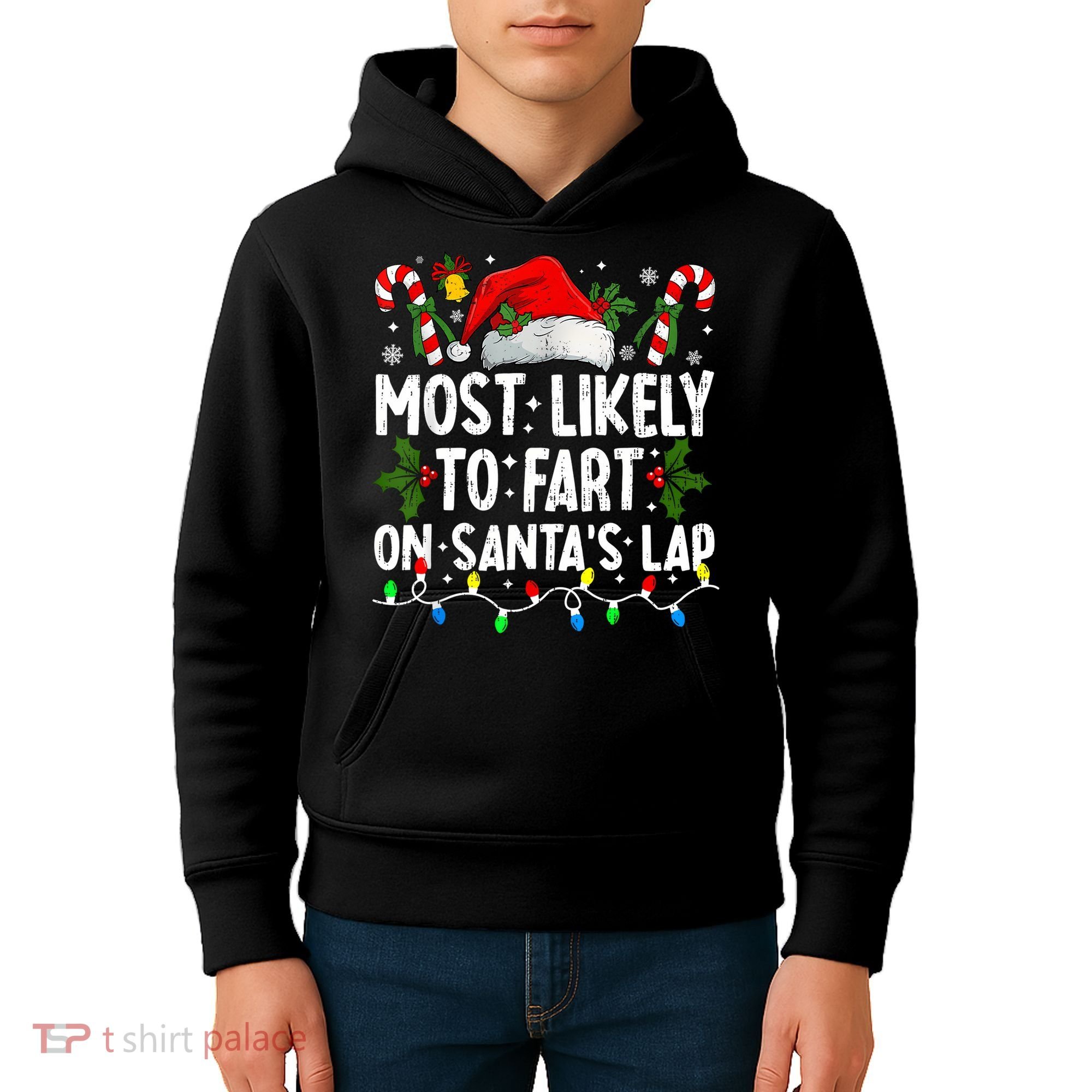 Most Likely To Fart On SantaS Lap Family Matching Christmas Kids Hoodie