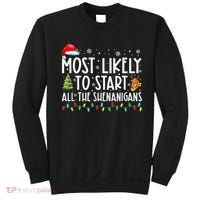 Most Likely To Start All The Shenanigans Family Xmas Holiday Sweatshirt thumb 0