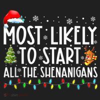 Most Likely To Start All The Shenanigans Family Xmas Holiday Beanie thumb 2