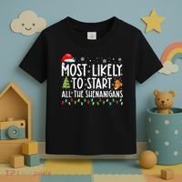 Most Likely To Start All The Shenanigans Family Xmas Holiday Toddler T-Shirt thumb 3