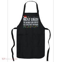 Most Likely To Wake Up First On Christmas Morning Xmas Light Apron thumb 0