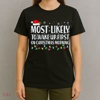 Most Likely To Wake Up First On Christmas Morning Xmas Light T-Shirt thumb 4