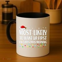 Most Likely To Wake Up First On Christmas Morning Xmas Light Coffee Mug thumb 4