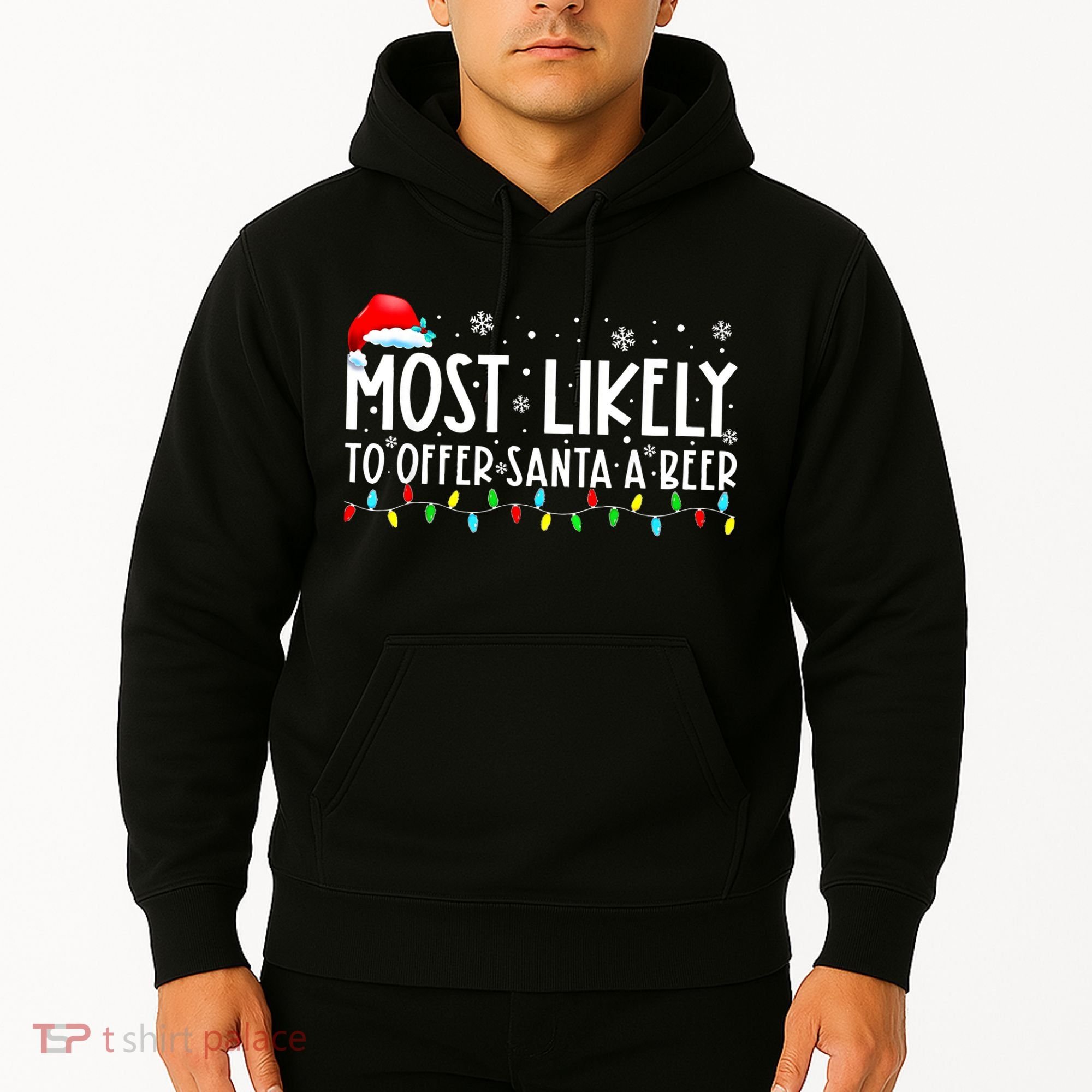 Most Likely To Offer Santa A Beer Funny Drinking Christmas Hoodie