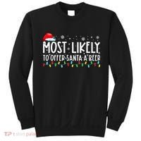 Most Likely To Offer Santa A Beer Funny Drinking Christmas Sweatshirt thumb 0