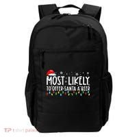 Most Likely To Offer Santa A Beer Funny Drinking Christmas Backpack thumb 0