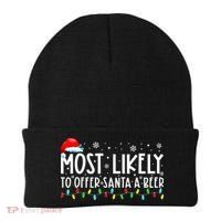 Most Likely To Offer Santa A Beer Funny Drinking Christmas Beanie thumb 0
