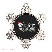 Most Likely To Offer Santa A Beer Funny Drinking Christmas Ornament thumb 0