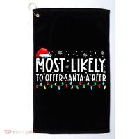 Most Likely To Offer Santa A Beer Funny Drinking Christmas Golf Towel thumb 0