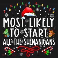 Most Likely To Start All The Shenanigans Family Xmas Holiday Apron thumb 3