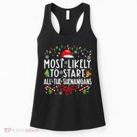 Most Likely To Start All The Shenanigans Family Xmas Holiday Women's Tank Top thumb 0