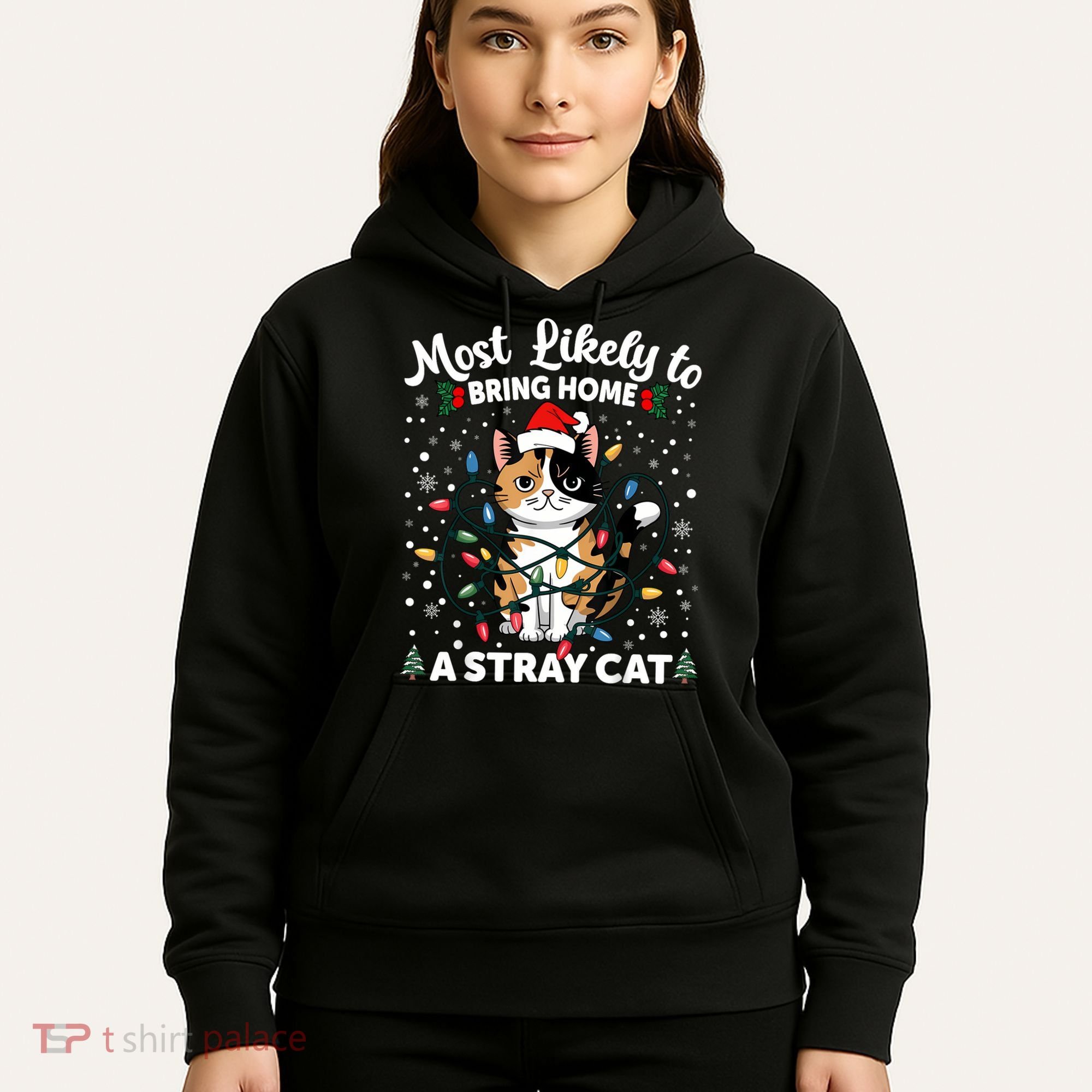 Most Likely To Bring Home A Stray Cat Matching Christmas Hoodie