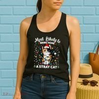 Most Likely To Bring Home A Stray Cat Matching Christmas Women's Tank Top thumb 2
