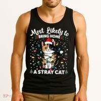 Most Likely To Bring Home A Stray Cat Matching Christmas Tank Top thumb 3