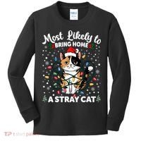 Most Likely To Bring Home A Stray Cat Matching Christmas Kids Long Sleeve Shirt thumb 0