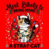 Most Likely To Bring Home A Stray Cat Matching Christmas Santa Hat thumb 1