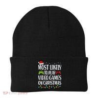 Most Likely To Play Video Games On Christmas Xmas Lights  Beanie thumb 0