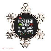 Most Likely To Play Video Games On Christmas Xmas Lights  Ornament thumb 0