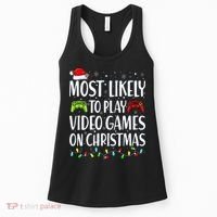 Most Likely To Play Video Games On Christmas Xmas Lights  Women's Tank Top thumb 0