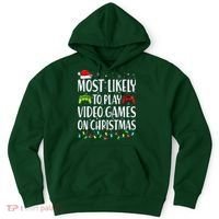 Most Likely To Play Video Games On Christmas Xmas Lights  Hoodie thumb 0