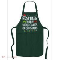 Most Likely To Play Video Games On Christmas Xmas Lights  Apron thumb 0