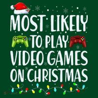 Most Likely To Play Video Games On Christmas Xmas Lights  T-Shirt thumb 7