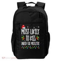 Most likely to  under the mistletoe Family Christmas Backpack thumb 0
