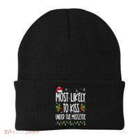 Most likely to  under the mistletoe Family Christmas Beanie thumb 0