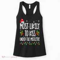 Most likely to  under the mistletoe Family Christmas Women's Tank Top thumb 0