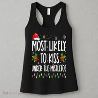 Most likely to  under the mistletoe Family Christmas Women's Tank Top thumb 3