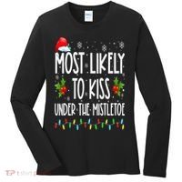 Most likely to  under the mistletoe Family Christmas Women's Long Sleeve Shirt thumb 0