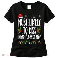 Most likely to  under the mistletoe Family Christmas Women's T-Shirt thumb 0