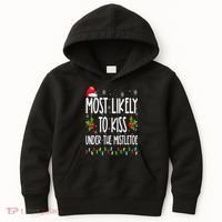 Most likely to  under the mistletoe Family Christmas Kids Hoodie thumb 0