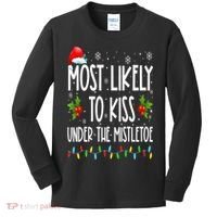 Most likely to  under the mistletoe Family Christmas Kids Long Sleeve Shirt thumb 0