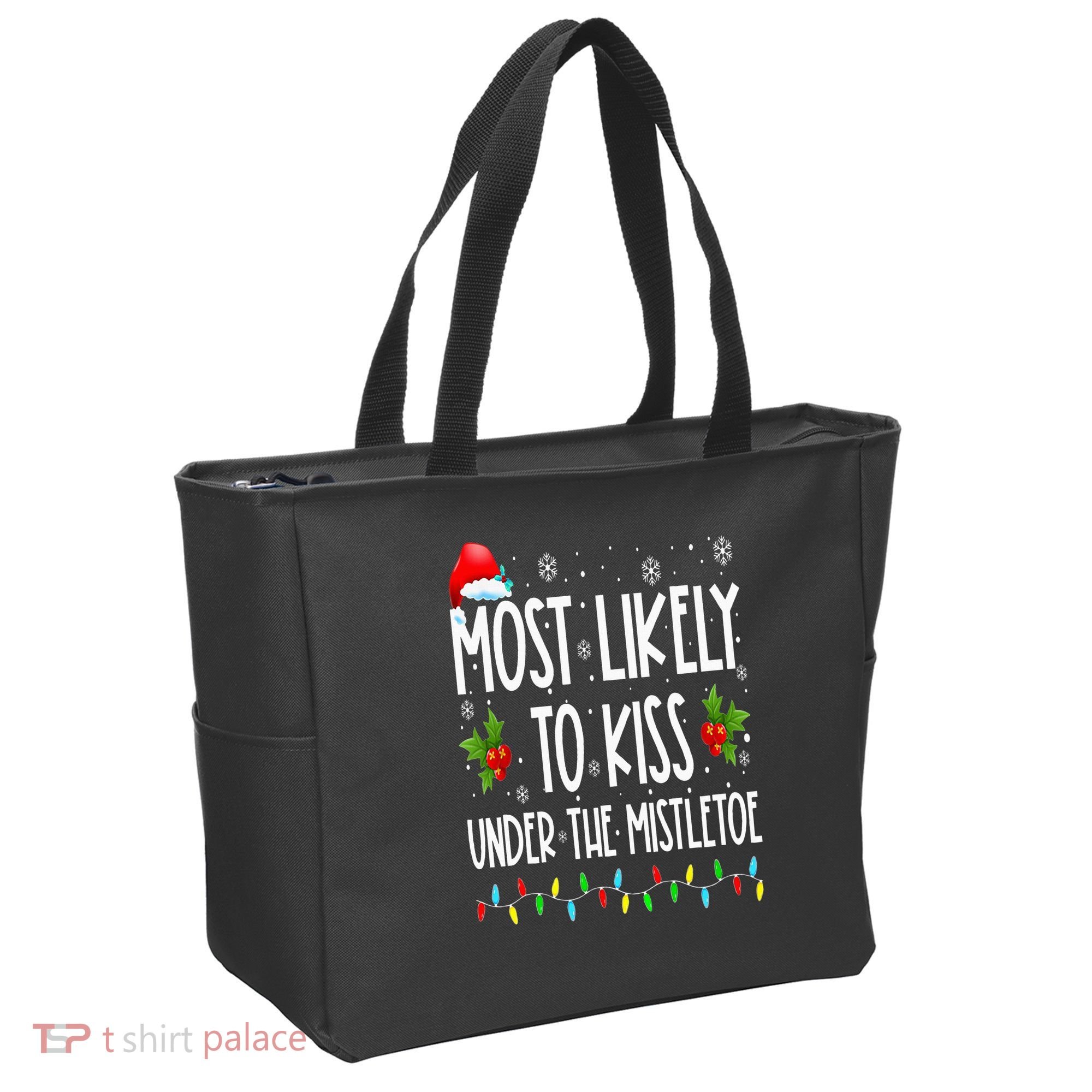 Most likely to  under the mistletoe Family Christmas Tote Bag