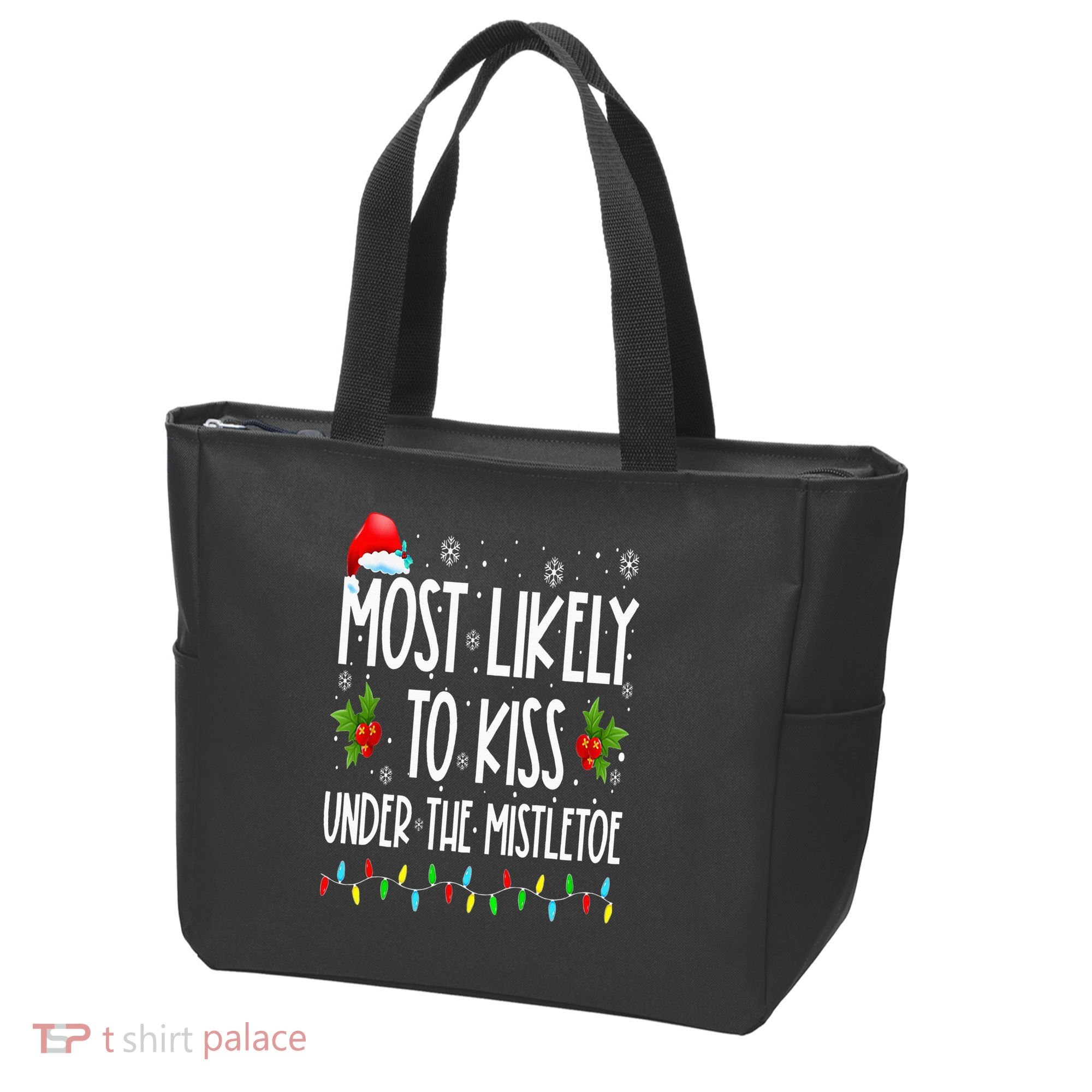 Most likely to  under the mistletoe Family Christmas Tote Bag