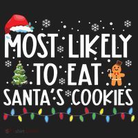 Most Likely To Eat Santas Cookies Funny Christmas Beanie thumb 2