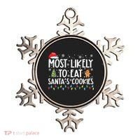 Most Likely To Eat Santas Cookies Funny Christmas Ornament thumb 0