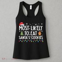 Most Likely To Eat Santas Cookies Funny Christmas Women's Tank Top thumb 3