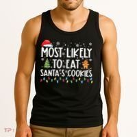 Most Likely To Eat Santas Cookies Funny Christmas Tank Top thumb 3