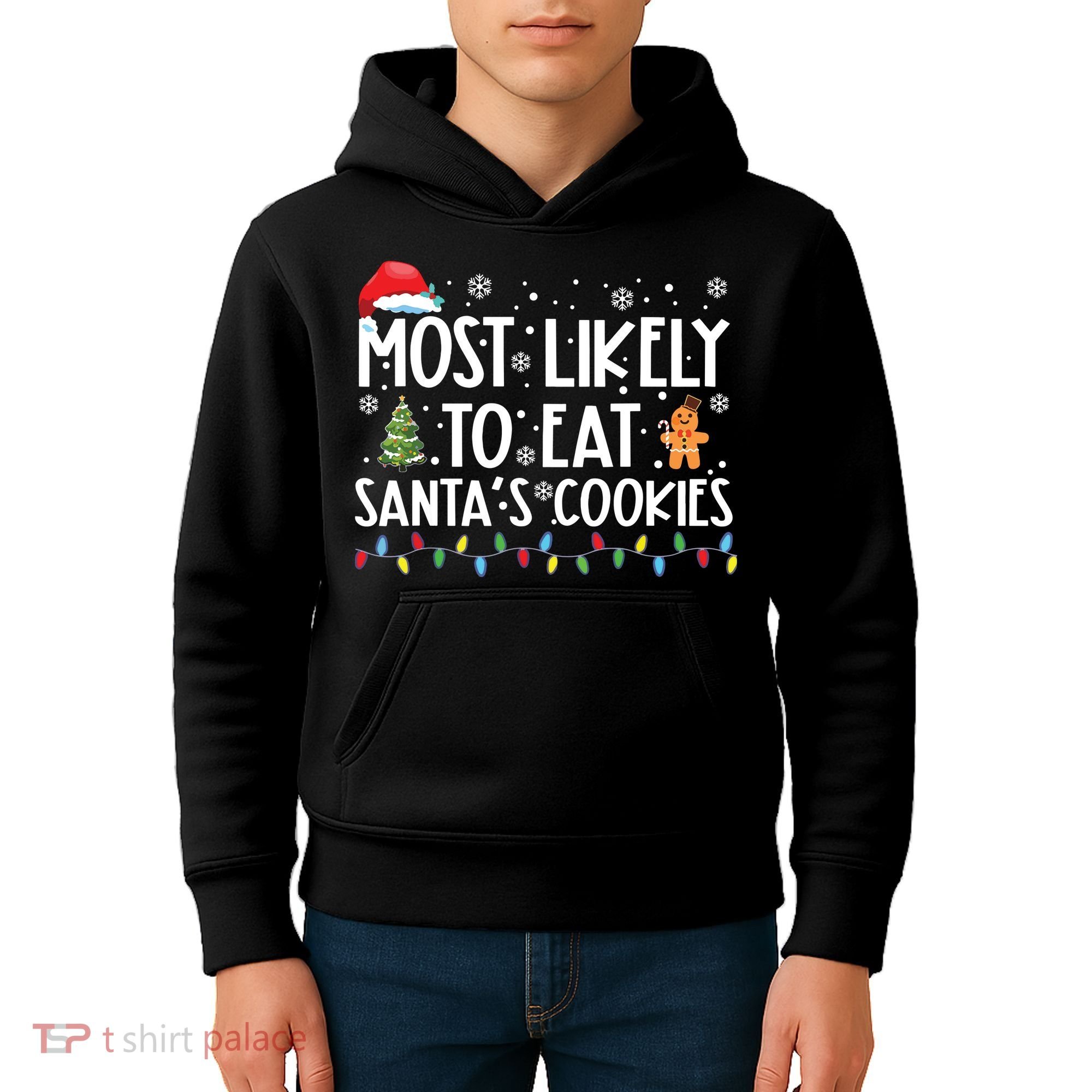 Most Likely To Eat Santas Cookies Funny Christmas Kids Hoodie