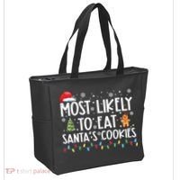 Most Likely To Eat Santas Cookies Funny Christmas Tote Bag thumb 2