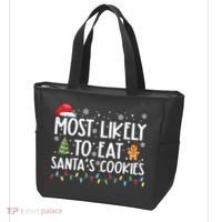 Most Likely To Eat Santas Cookies Funny Christmas Tote Bag thumb 3