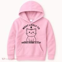 Most Likely To Bring Home A Cat Funny Kids Hoodie thumb 0
