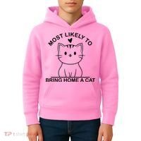Most Likely To Bring Home A Cat Funny Kids Hoodie thumb 4