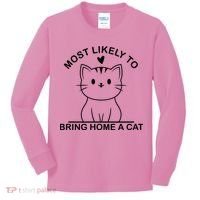Most Likely To Bring Home A Cat Funny Kids Long Sleeve Shirt thumb 0