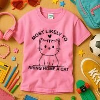 Most Likely To Bring Home A Cat Funny Kids T-Shirt thumb 3